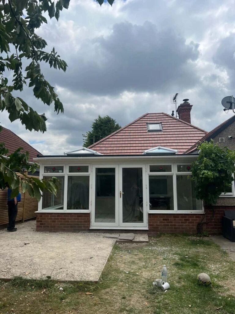 This is a photo of a hipped roof on a bungalow that has just had roof repairs carried out. Works carried out by Oadby Roofing Repairs